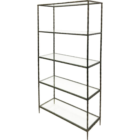 Libra Patterdale Hand Forged Shelving Unit Table Dark Bronze with Glass Shelves