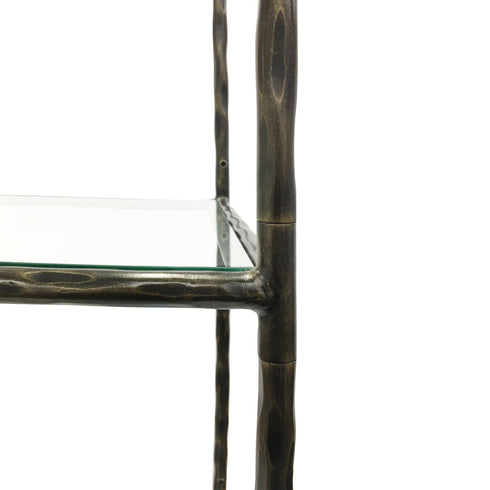Libra Patterdale Hand Forged Shelving Unit Table Dark Bronze with Glass Shelves