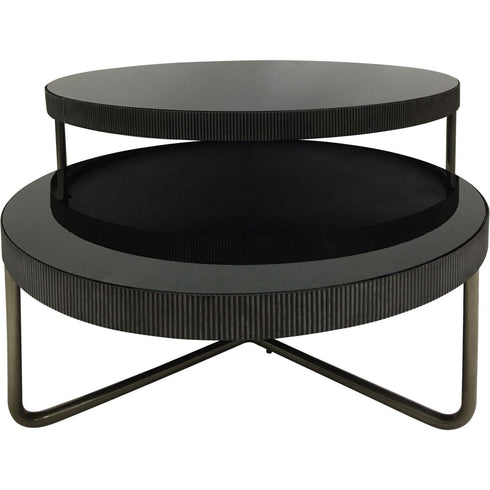 Libra Knightsbridge Round Coffee Table Set of 2 with Black Tinted Glass