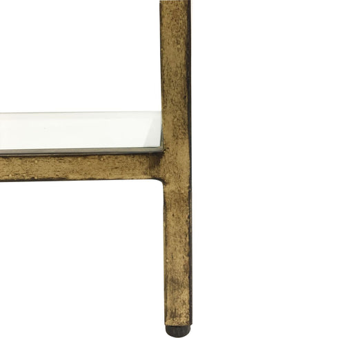 Libra Ullswater Iron Shelving Unit Aged Champagne Finish, Floating Glass Shelves