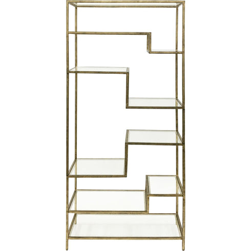 Libra Ullswater Iron Shelving Unit Aged Champagne Finish, Floating Glass Shelves