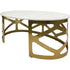 Libra Metropolitan Coffee Table Metallic Champagne Finish with Off-White Marble