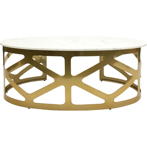 Libra Metropolitan Coffee Table Metallic Champagne Finish with Off-White Marble