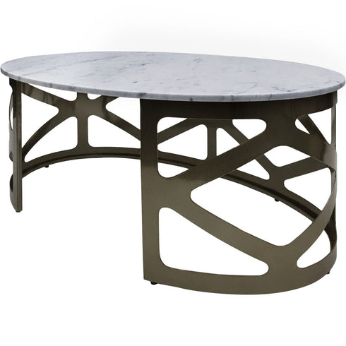 Libra Metropolitan Coffee Table Metallic Black Nickel Finish with Grey Marble