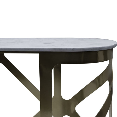 Libra Metropolitan Console Table Metallic Black Nickel Finish with Grey Marble Top