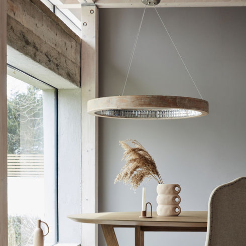 Libra Emma Turned Wooden Ring Chandelier – LED 60W