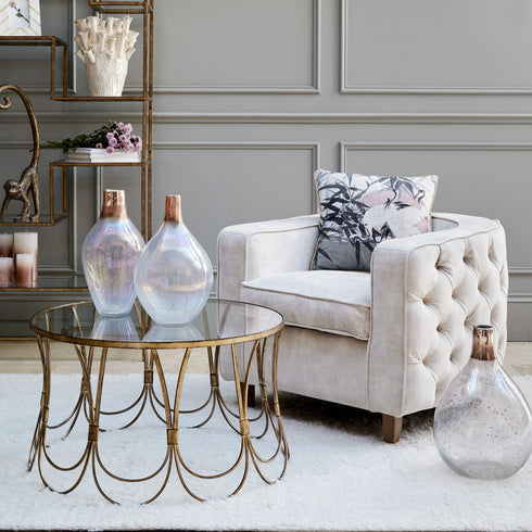 Libra Helix Chester Club Chair Ivory Velvet