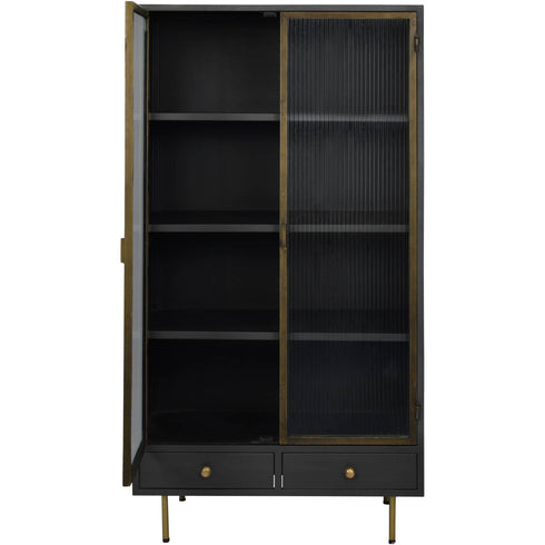 Libra Hartley Iron and Reeded Glass Tall Cabinet