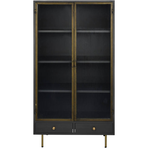 Libra Hartley Iron and Reeded Glass Tall Cabinet