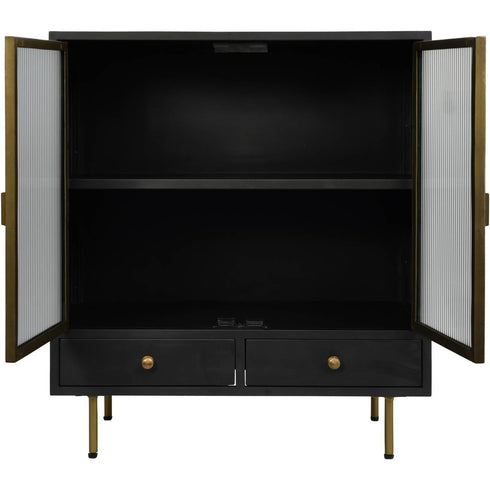 Libra Hartley Iron and Reeded Glass Short Cabinet