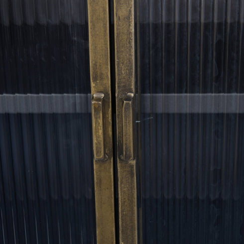 Libra Hartley Iron and Reeded Glass Short Cabinet