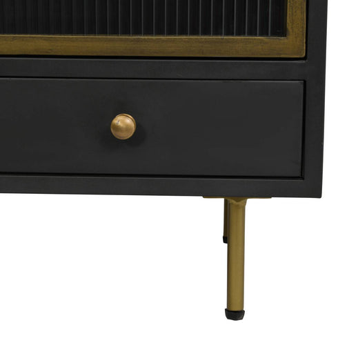 Libra Hartley Iron and Reeded Glass Short Cabinet