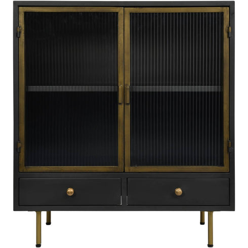 Libra Hartley Iron and Reeded Glass Short Cabinet