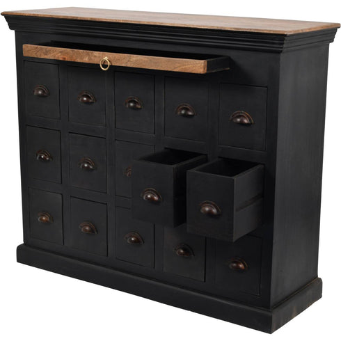 Libra Hoxton Antique Black Mango 15 Drawer Chest