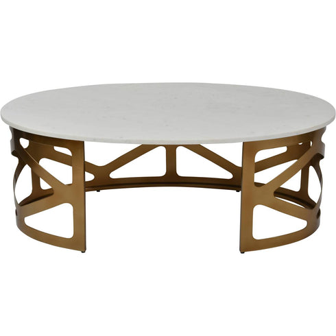 Libra Metropolitan Coffee Table Satin Bronze Finish with Off-White Marble
