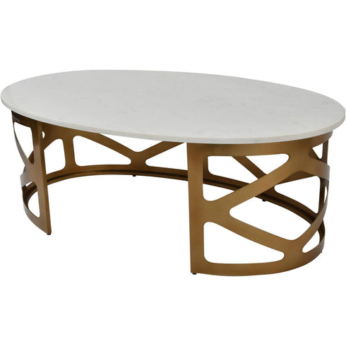Libra Metropolitan Coffee Table Satin Bronze Finish with Off-White Marble