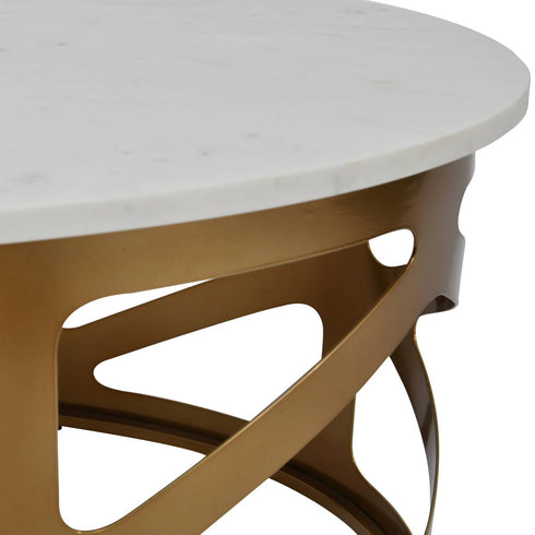 Libra Metropolitan Coffee Table Satin Bronze Finish with Off-White Marble