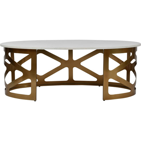 Libra Metropolitan Coffee Table Satin Bronze Finish with Off-White Marble