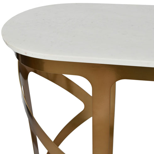 Libra Metropolitan Console Table Satin Bronze with Off-White Marble Top