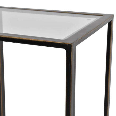 Libra Deveraux Gilded Bronze Metal and Glass Console Table