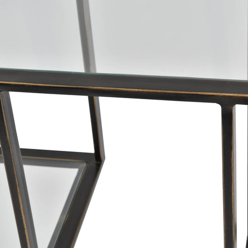 Libra Deveraux Gilded Bronze Metal and Glass Console Table