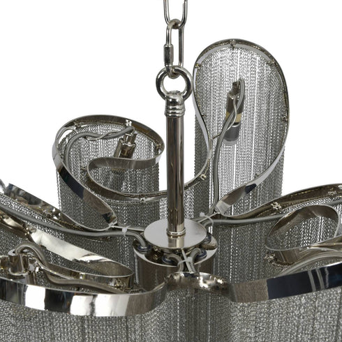 Libra Niagara Silver Chain 6 Bulb Pendant Lamp Small