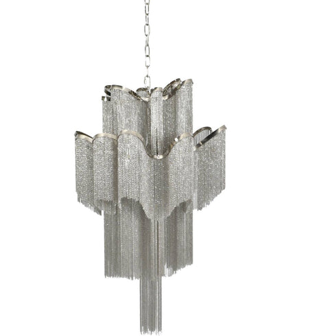 Libra Niagara Silver Chain 12 Light Pendant Lamp Medium