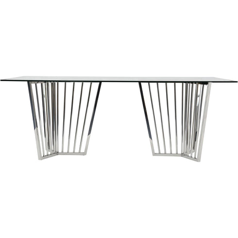Libra Abington Stainless Steel Frame and Clear Glass Dining Table 200cm