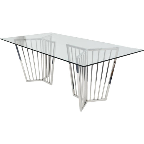 Libra Abington Stainless Steel Frame and Clear Glass Dining Table 200cm