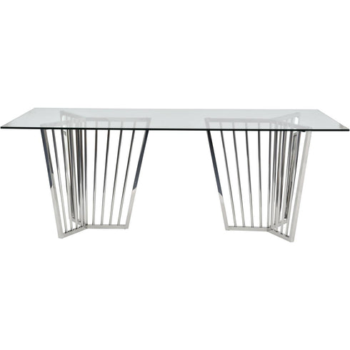 Libra Abington Stainless Steel Frame and Clear Glass Dining Table 200cm