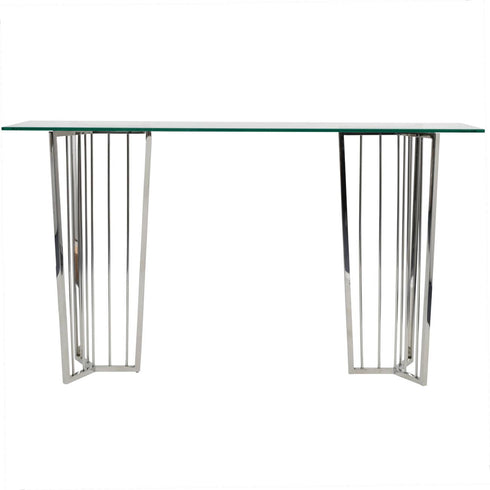 Libra Abington Stainless Steel Frame and Clear Glass Console Table