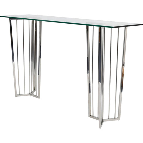 Libra Abington Stainless Steel Frame and Clear Glass Console Table