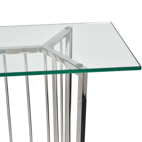 Libra Abington Stainless Steel Frame and Clear Glass Console Table