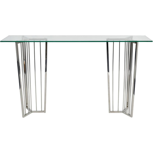 Libra Abington Stainless Steel Frame and Clear Glass Console Table