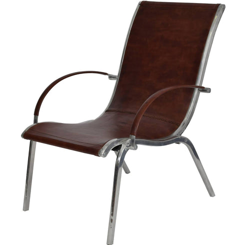 Libra Iconic Bolero Aluminium and Tan Leather Armchair