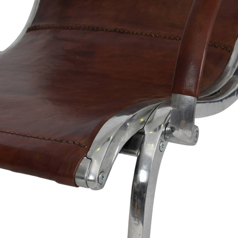 Libra Iconic Bolero Aluminium and Tan Leather Armchair