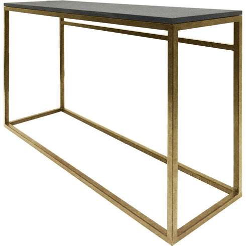 Libra Kirkstone Iron Console Table in Aged Champagne Finish Galaxy Slate Large 140x41x