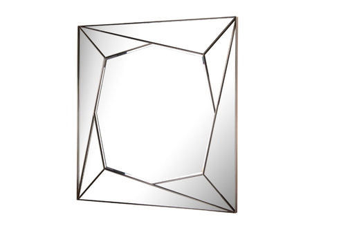 Square Mirror 100cm Diameter With Brush Brass Frame