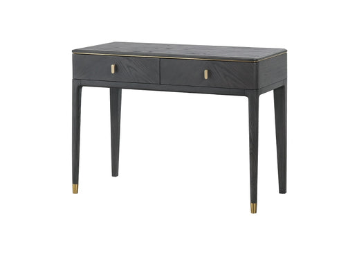 2 Drawer Dressing Table - Dark Grey And Brushed Gold Finish