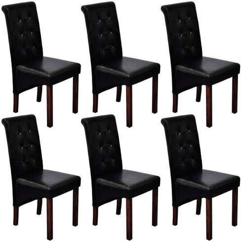 Swen Studio - Dining Chairs 6 pcs Black Faux Leather