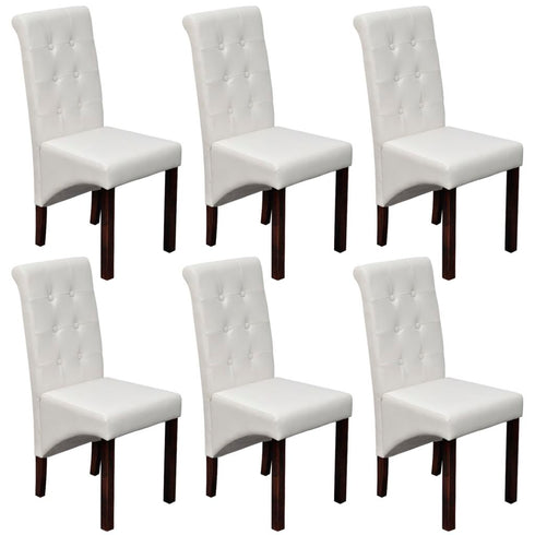 Swen Studio - Dining Chairs 6 pcs White Faux Leather
