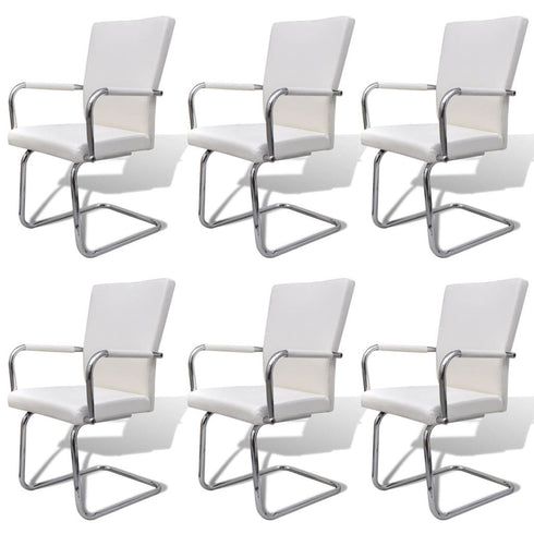 Swen Studio - Dining Chairs 6 pcs White Faux Leather