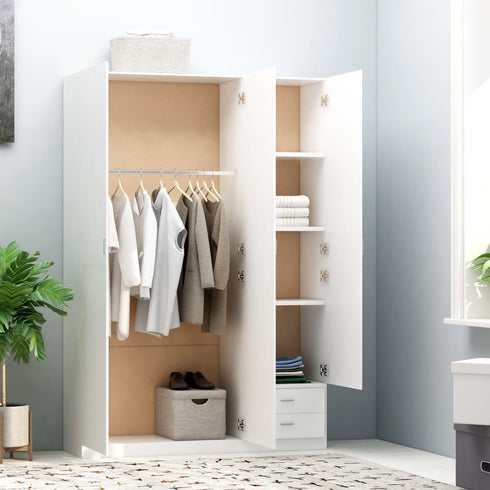 Swen Studio - 3Door Wardrobe White 120x50x180 cm Chipboard