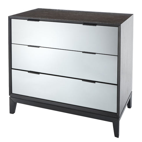 3 Drawer Chest Dark Brown With Smoked Grey Mirror