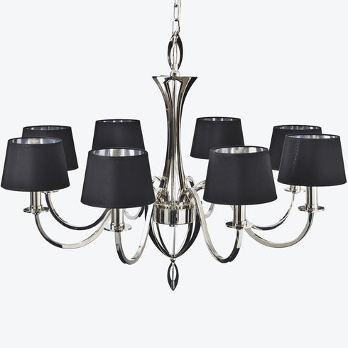 Libra Aperfield Nickel Chandelier with Black Shades E14 40W 8