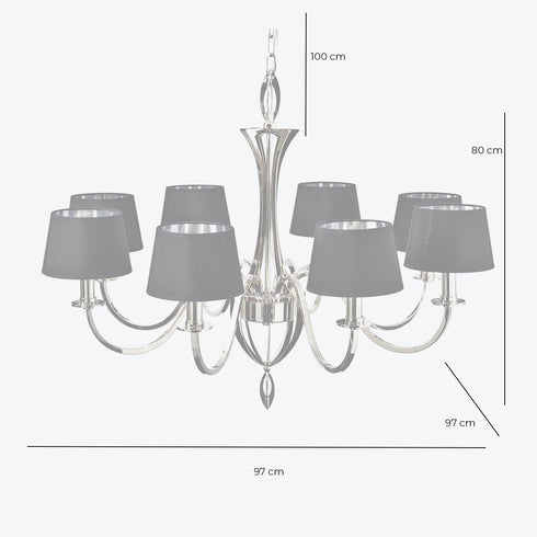 Libra Aperfield Nickel Chandelier with Black Shades E14 40W 8