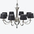 Libra Aperfield Nickel Chandelier with Black Shades E14 40W 8