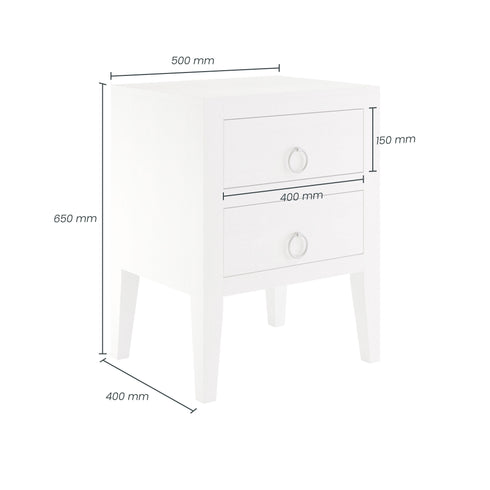 Cheriton Bedside | 2 Drawer | White
