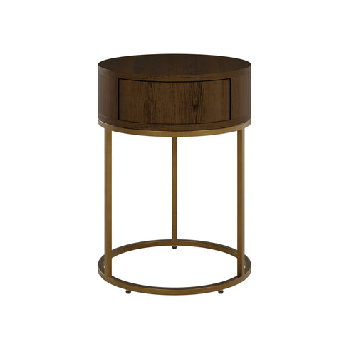 Hampton Round Wooden Bedside – Brown