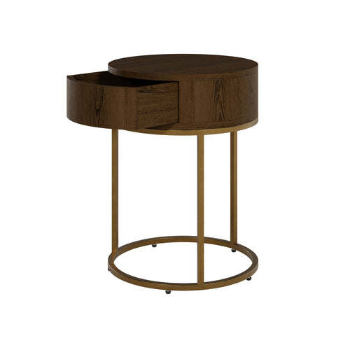 Hampton Round Wooden Bedside – Brown